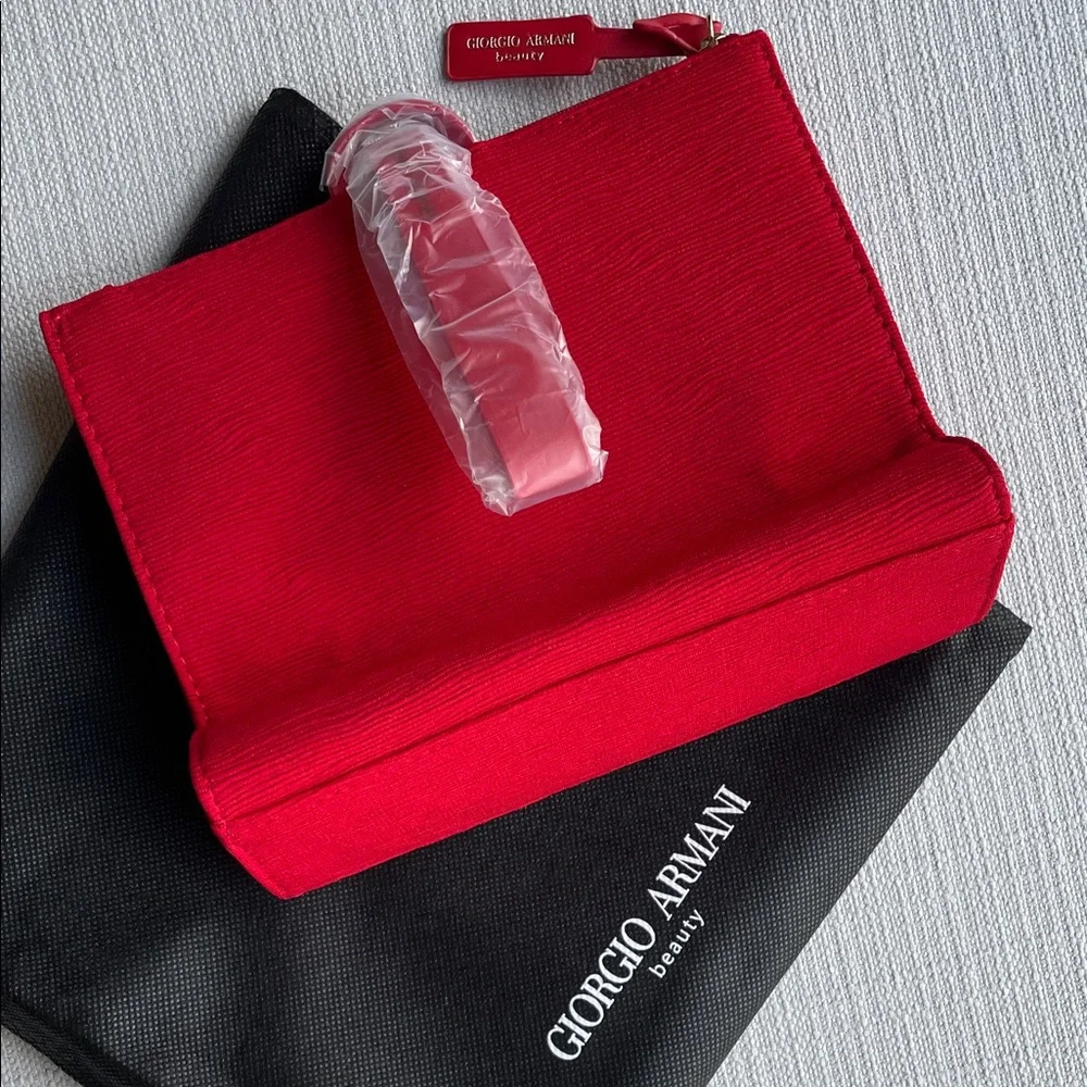 Giorgio Armani Red Zip Cosmetic Pouch clutch